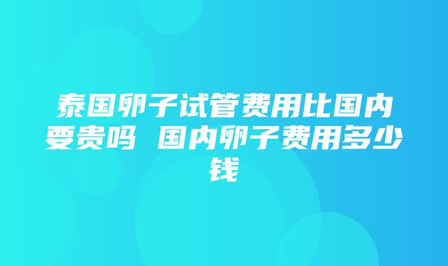 泰国卵子试管费用比国内要贵吗 国内卵子费用多少钱