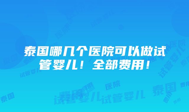 泰国哪几个医院可以做试管婴儿！全部费用！