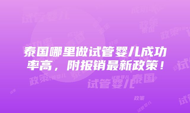 泰国哪里做试管婴儿成功率高，附报销最新政策！