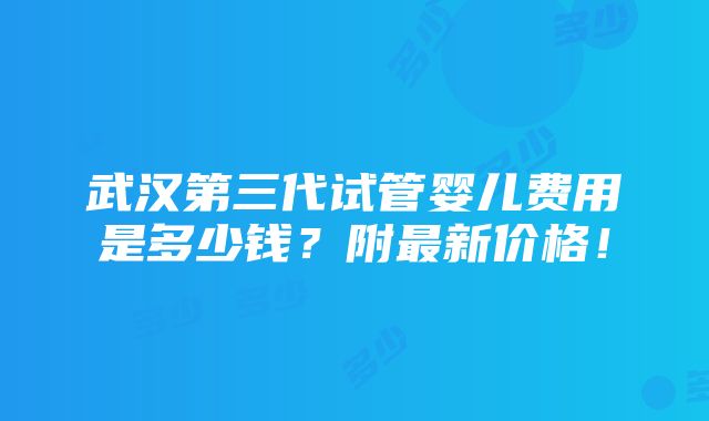 武汉第三代试管婴儿费用是多少钱？附最新价格！