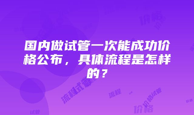 国内做试管一次能成功价格公布，具体流程是怎样的？