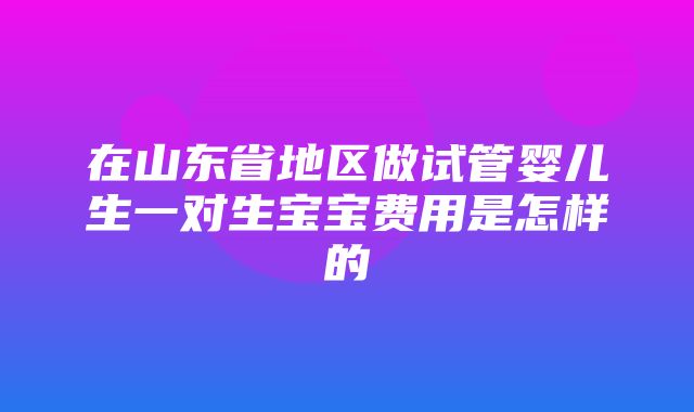 在山东省地区做试管婴儿生一对生宝宝费用是怎样的