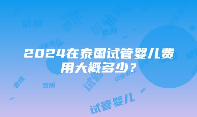 2024在泰国试管婴儿费用大概多少？