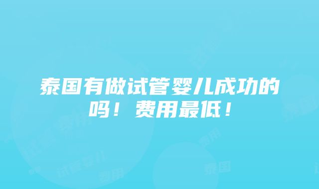 泰国有做试管婴儿成功的吗！费用最低！