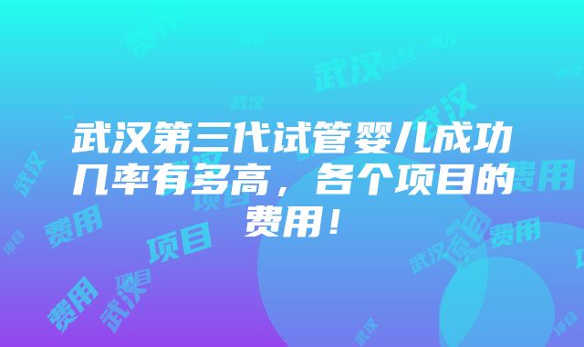 武汉第三代试管婴儿成功几率有多高，各个项目的费用！