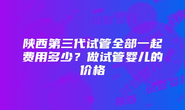 陕西第三代试管全部一起费用多少？做试管婴儿的价格