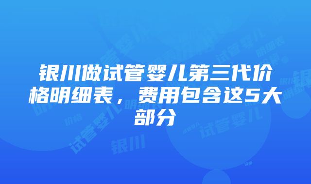 银川做试管婴儿第三代价格明细表，费用包含这5大部分