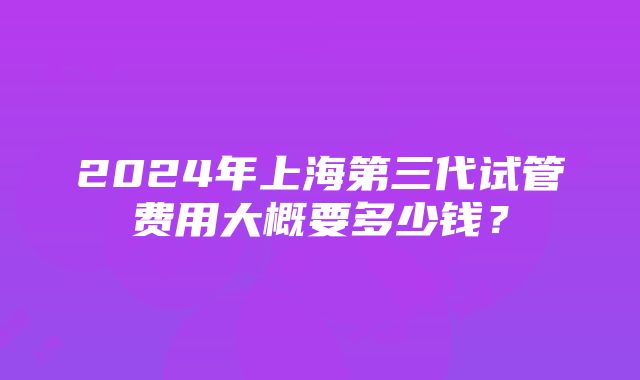 2024年上海第三代试管费用大概要多少钱？