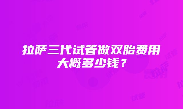 拉萨三代试管做双胎费用大概多少钱？