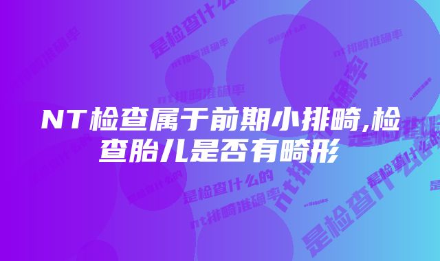 NT检查属于前期小排畸,检查胎儿是否有畸形