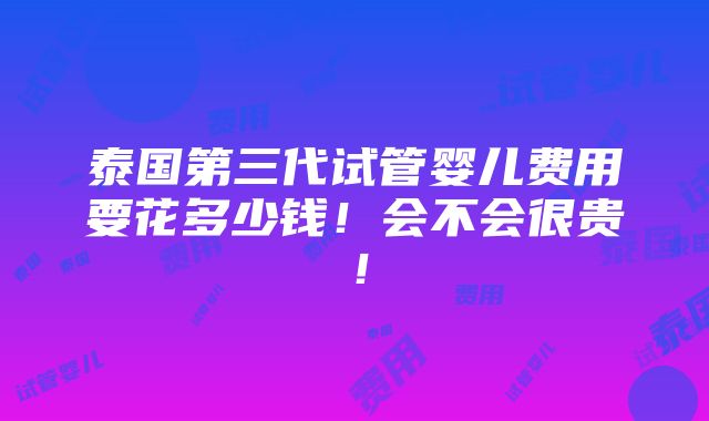 泰国第三代试管婴儿费用要花多少钱！会不会很贵！