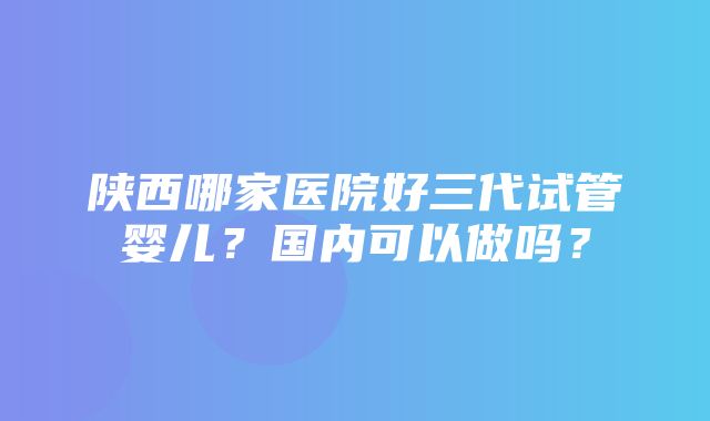 陕西哪家医院好三代试管婴儿？国内可以做吗？