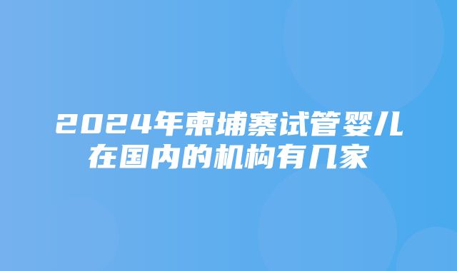 2024年柬埔寨试管婴儿在国内的机构有几家