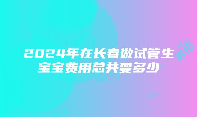 2024年在长春做试管生宝宝费用总共要多少