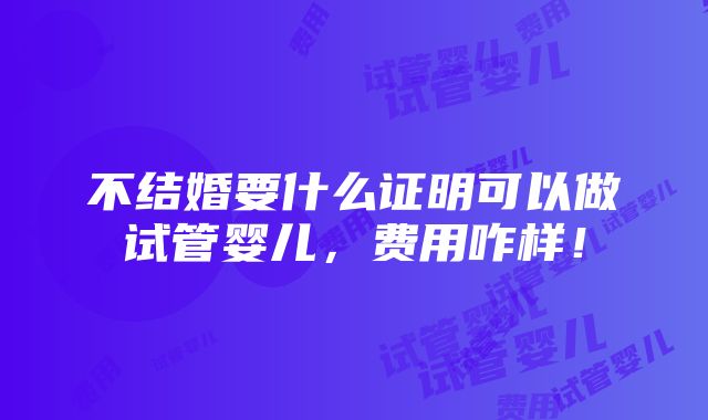 不结婚要什么证明可以做试管婴儿，费用咋样！