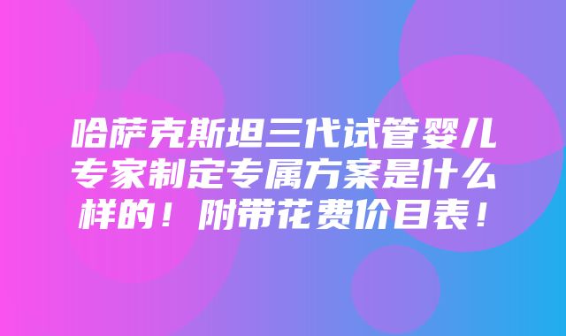 哈萨克斯坦三代试管婴儿专家制定专属方案是什么样的！附带花费价目表！