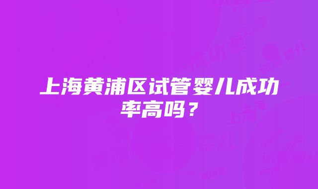 上海黄浦区试管婴儿成功率高吗？