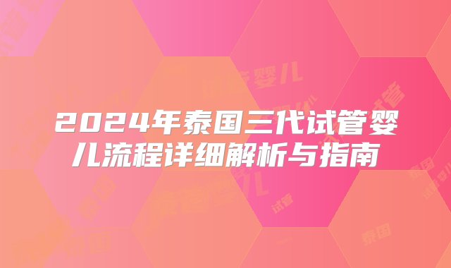 2024年泰国三代试管婴儿流程详细解析与指南