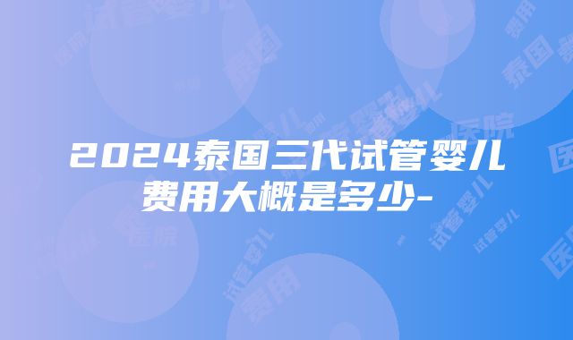 2024泰国三代试管婴儿费用大概是多少-