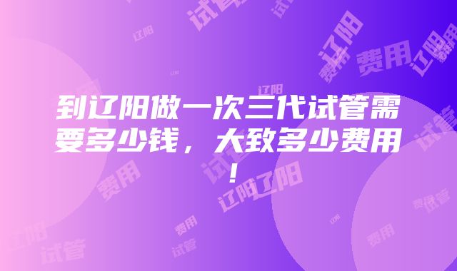 到辽阳做一次三代试管需要多少钱，大致多少费用！