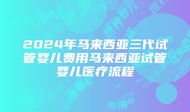 2024年马来西亚三代试管婴儿费用马来西亚试管婴儿医疗流程