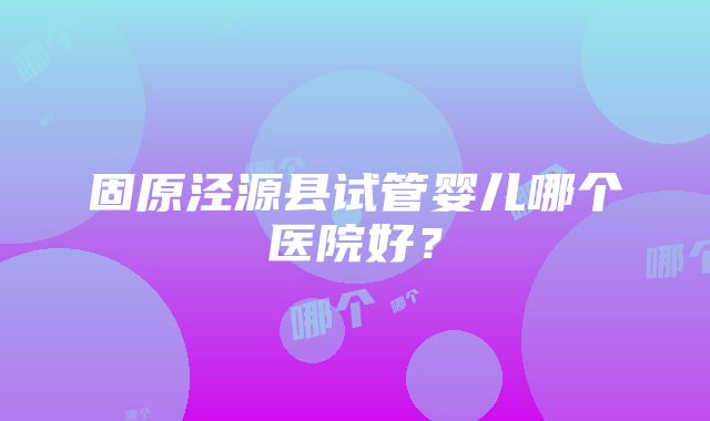 固原泾源县试管婴儿哪个医院好？