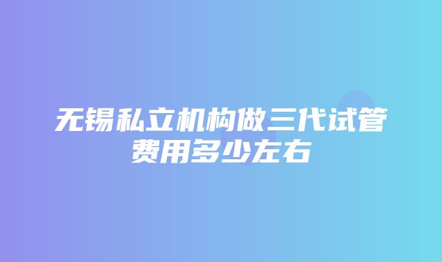 无锡私立机构做三代试管费用多少左右