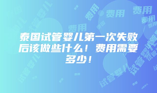 泰国试管婴儿第一次失败后该做些什么！费用需要多少！