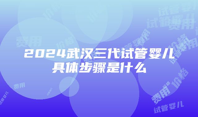 2024武汉三代试管婴儿具体步骤是什么