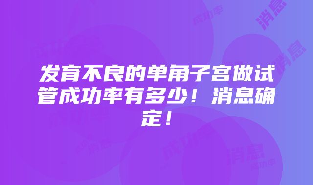 发育不良的单角子宫做试管成功率有多少！消息确定！