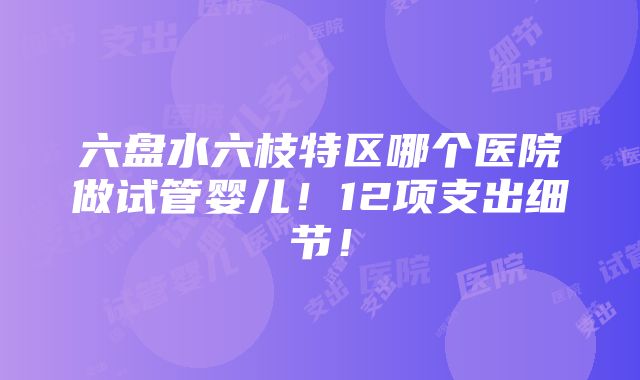 六盘水六枝特区哪个医院做试管婴儿！12项支出细节！