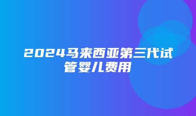 2024马来西亚第三代试管婴儿费用