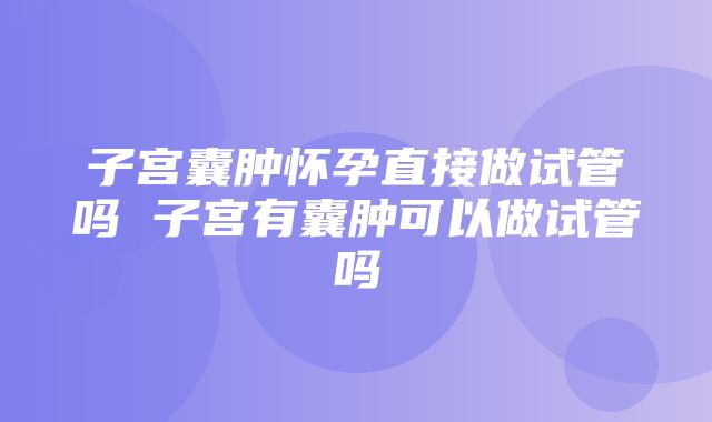 子宫囊肿怀孕直接做试管吗 子宫有囊肿可以做试管吗