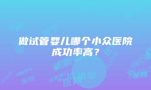 做试管婴儿哪个小众医院成功率高？