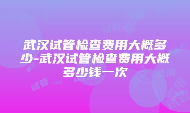 武汉试管检查费用大概多少-武汉试管检查费用大概多少钱一次