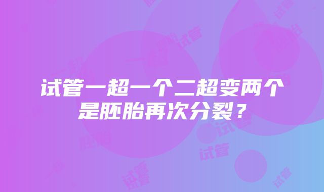 试管一超一个二超变两个是胚胎再次分裂？