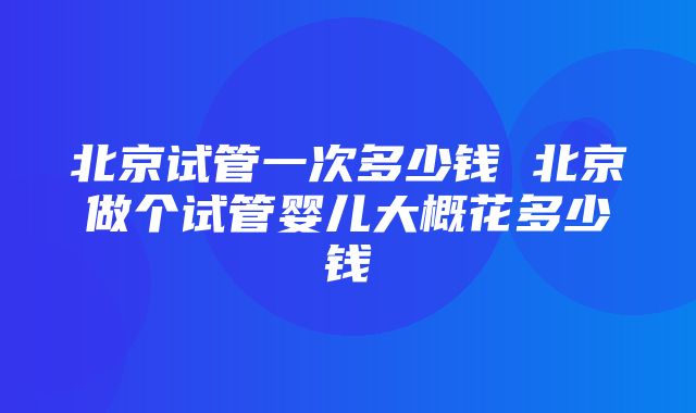 北京试管一次多少钱 北京做个试管婴儿大概花多少钱