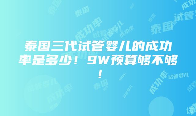 泰国三代试管婴儿的成功率是多少！9W预算够不够！