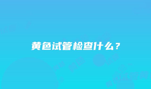 黄色试管检查什么？