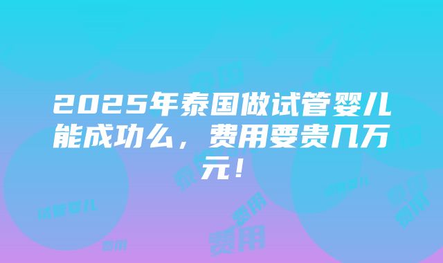 2025年泰国做试管婴儿能成功么，费用要贵几万元！