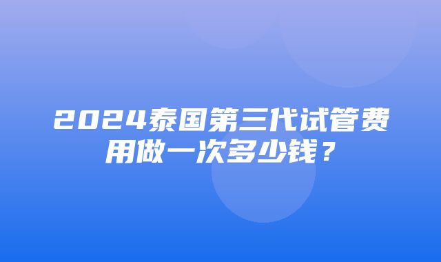 2024泰国第三代试管费用做一次多少钱？