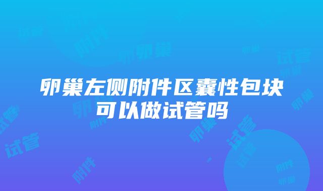 卵巢左侧附件区囊性包块可以做试管吗