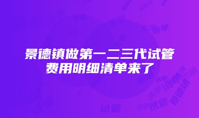 景德镇做第一二三代试管费用明细清单来了