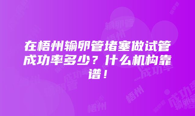 在梧州输卵管堵塞做试管成功率多少？什么机构靠谱！