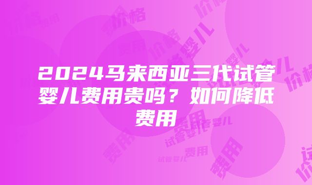 2024马来西亚三代试管婴儿费用贵吗？如何降低费用