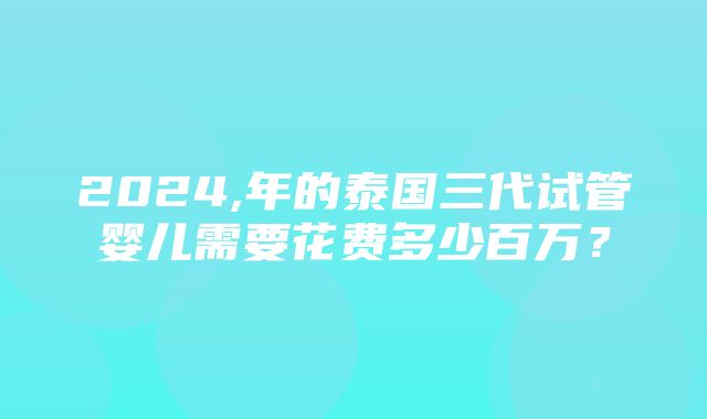 2024,年的泰国三代试管婴儿需要花费多少百万？