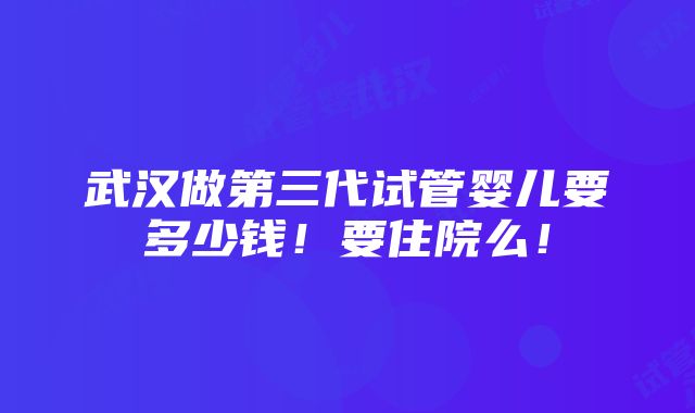 武汉做第三代试管婴儿要多少钱！要住院么！