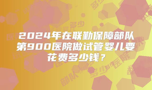 2024年在联勤保障部队第900医院做试管婴儿要花费多少钱？