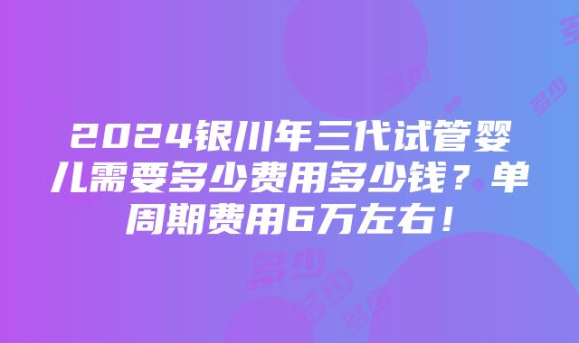 2024银川年三代试管婴儿需要多少费用多少钱？单周期费用6万左右！