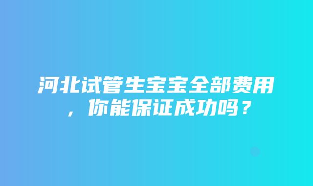 河北试管生宝宝全部费用，你能保证成功吗？